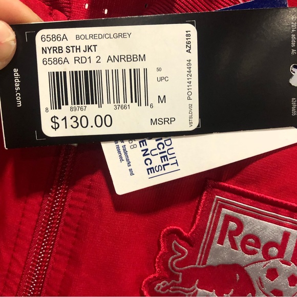 RED BULLS x ADIDAS track jacket full zip NWT size medium 🐝 - Picture 6 of 12